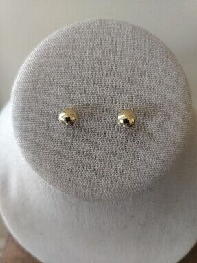 14k Yellow Gold Ball Stud Earrings - Classic Women